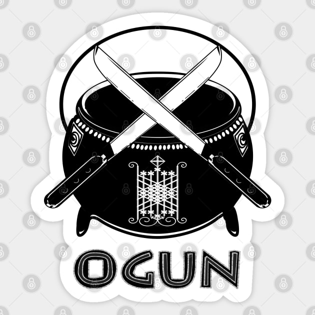 Ogun Veve Cauldron and Crossed Machetes Sticker by geodesyn